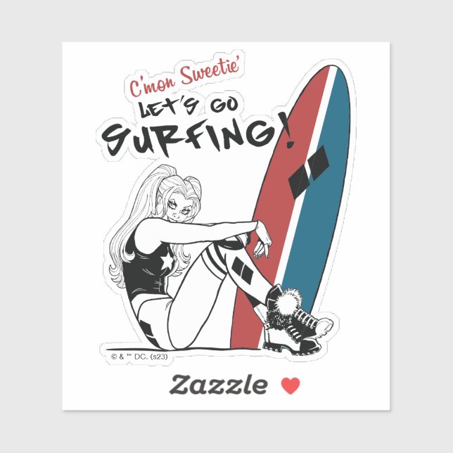 Harley Quinn - Let's Go Surfing Sticker (Sheet)