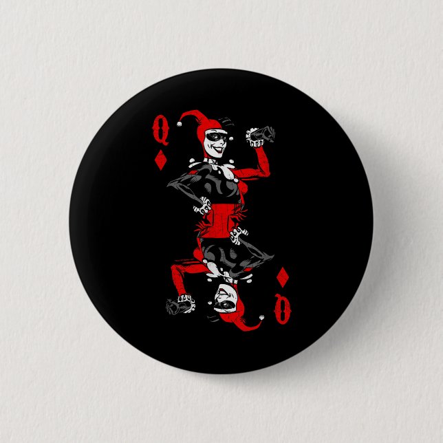 Harley Quinn Of Diamonds T Shirt  Button (Front)