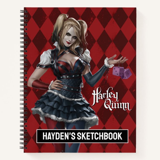 Harley Quinn With Fuzzy Dice Drawing Notebook (Front)