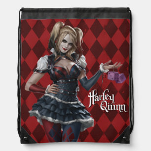 Harley Quinn With Fuzzy Dice Drawstring Bag