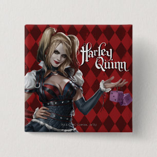 Harley Quinn With Fuzzy Dice Pinback Button