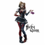 Harley Quinn With Fuzzy Dice Statuette<br><div class="desc">Batman: Arkham Knight | Check out this character art of Harley Quinn posing with a pair of purple dice.</div>
