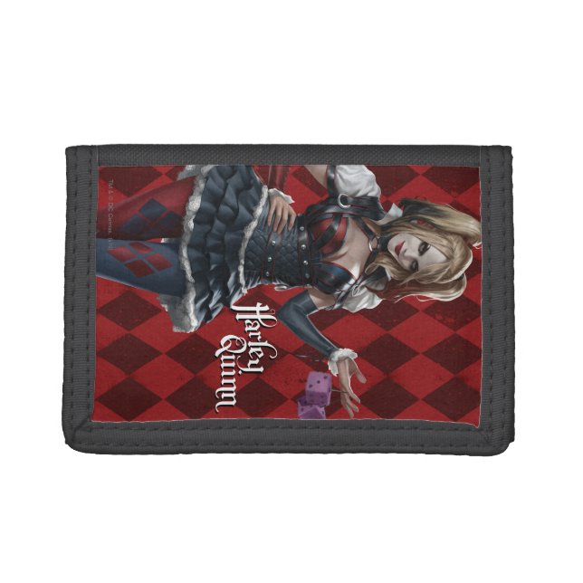 Harley Quinn With Fuzzy Dice Trifold Wallet (Front)