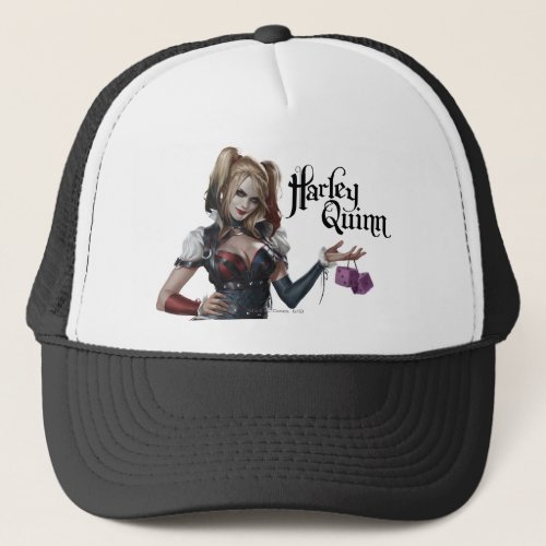 Harley Quinn With Fuzzy Dice Trucker Hat