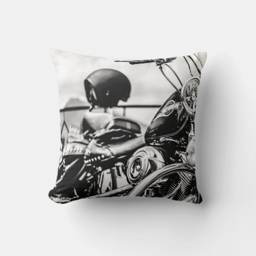 Harley V_twin Rider Biker Motorcycle Chrome Throw Pillow