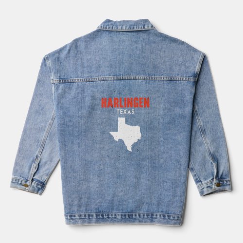 Harlingen Texas USA State America Travel Texan  Denim Jacket