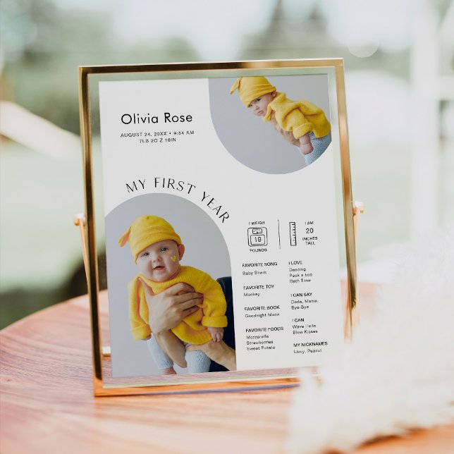 HARLOW 1st Birthday Milestone Infographic 8x10 Poster (Creator Uploaded)