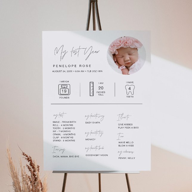 HARLOW 1st Birthday Milestones Infographic 18x24 Foam Board (Creator Uploaded)