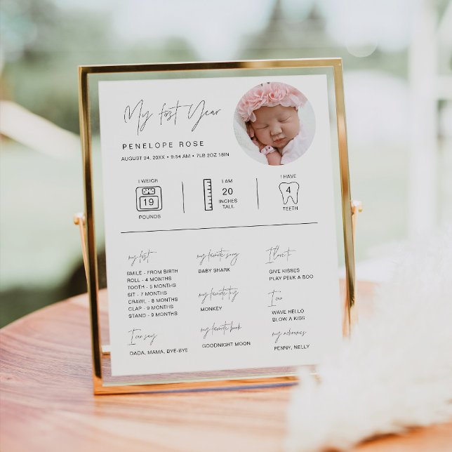 HARLOW 1st Birthday Milestones Infographic 8x10 Poster (Creator Uploaded)