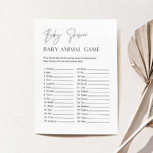 HARLOW Baby Animal Minimalist Baby Shower Game Invitation