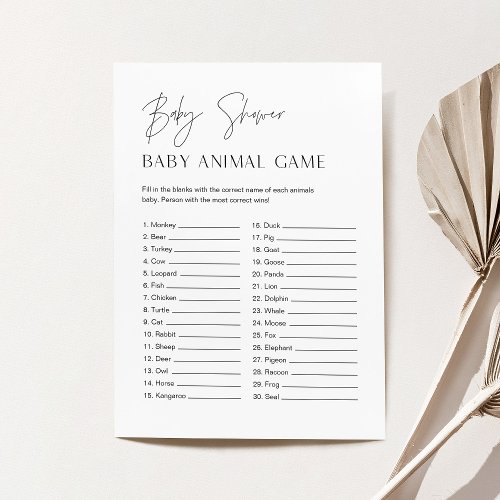 HARLOW Baby Animal Minimalist Baby Shower Game Invitation