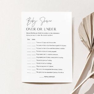 HARLOW Baby Over Or Under Baby Shower Game Card
