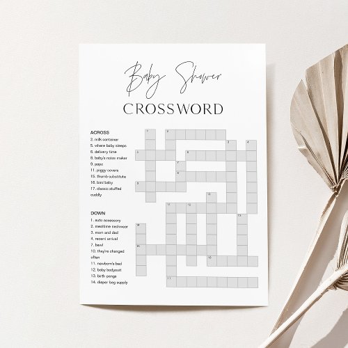 HARLOW Baby Shower Crossword Game Card