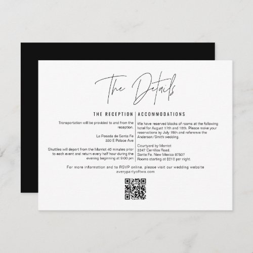 HARLOW Bold Modern QR Code Wedding Details Card