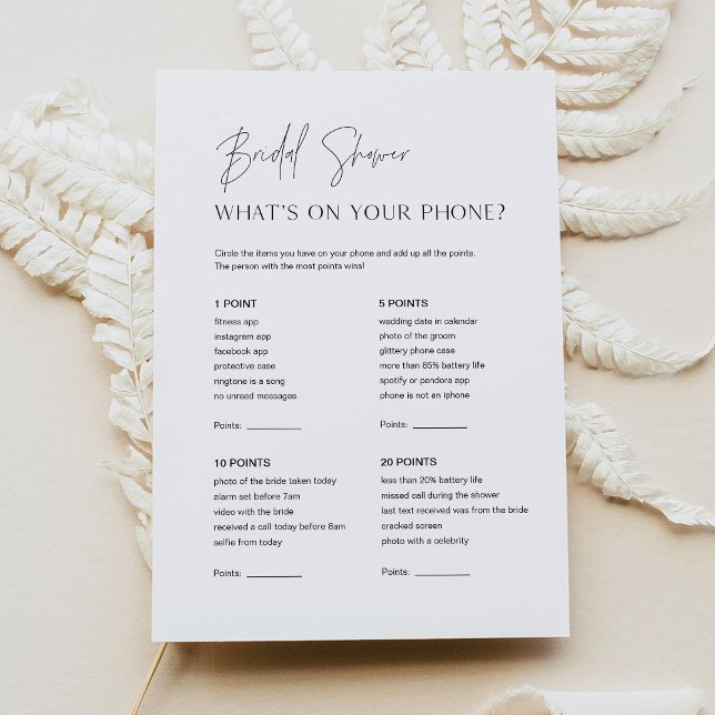 HARLOW Bridal Shower What's On Your Phone Game Invitation (Creator Uploaded)