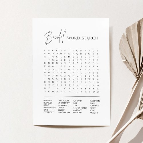 HARLOW Bridal Shower Word Search Game Card