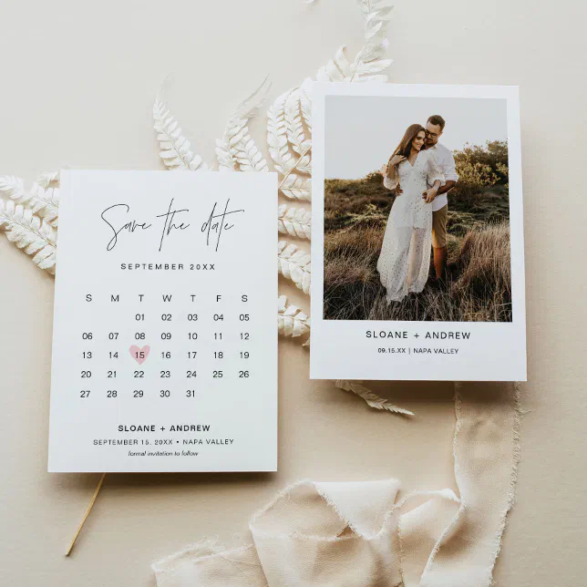 HARLOW Calendar Save The Date Minimalist Wedding Invitation Zazzle