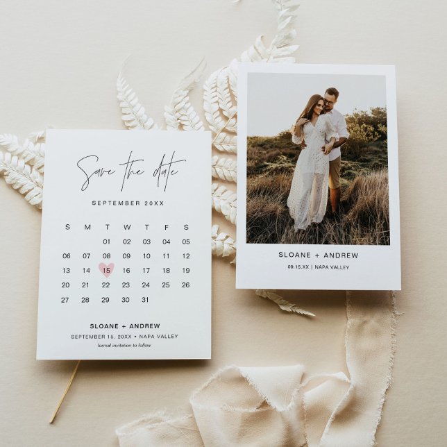 HARLOW Calendar Save The Date Minimalist Wedding Invitation (Creator Uploaded)