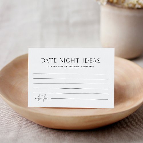 HARLOW Date Night Ideas Bridal Shower Card