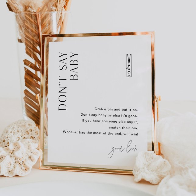 HARLOW Don't Say Baby Clothespin Baby Shower Game  Poster (Creator Uploaded)