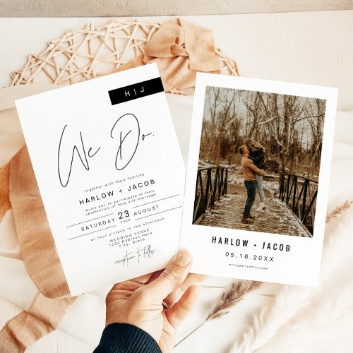 HARLOW Edgy Bold Modern We Do Photo Wedding Invitation