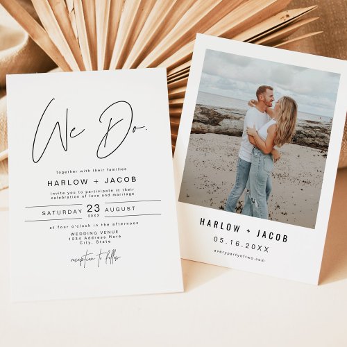 HARLOW Edgy Bold Modern We Do Photo Wedding Invitation