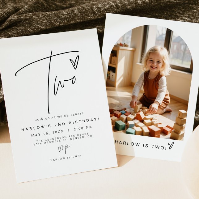 HARLOW Edgy Modern Minimalist ONE 1st Birthday Invitation (Creator Uploaded)