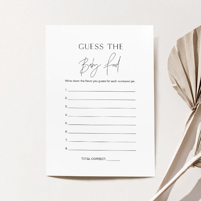 HARLOW Guess the Baby Food Baby Shower Game Card (Creator Uploaded)