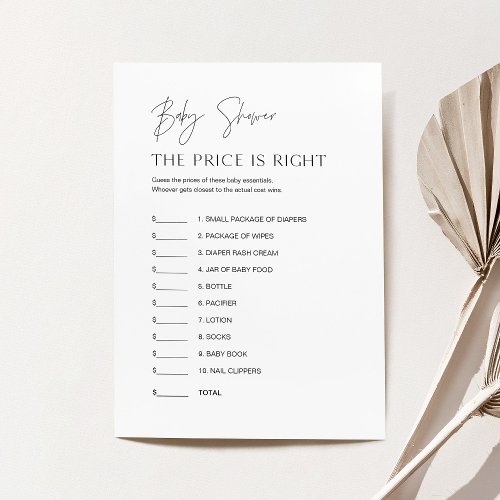 HARLOW Guess the Price Baby Shower Game card