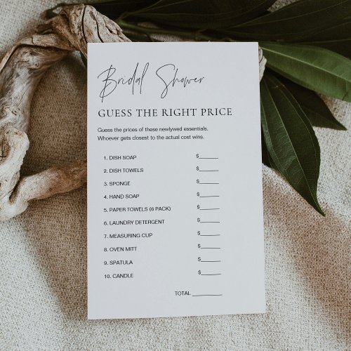 HARLOW Guess the Price Bridal Shower Game Card