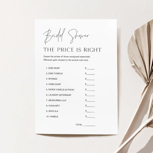 HARLOW Guess the Price Bridal Shower Game Card