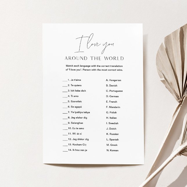 HARLOW I Love You Around World Bridal Game Card (Creator Uploaded)
