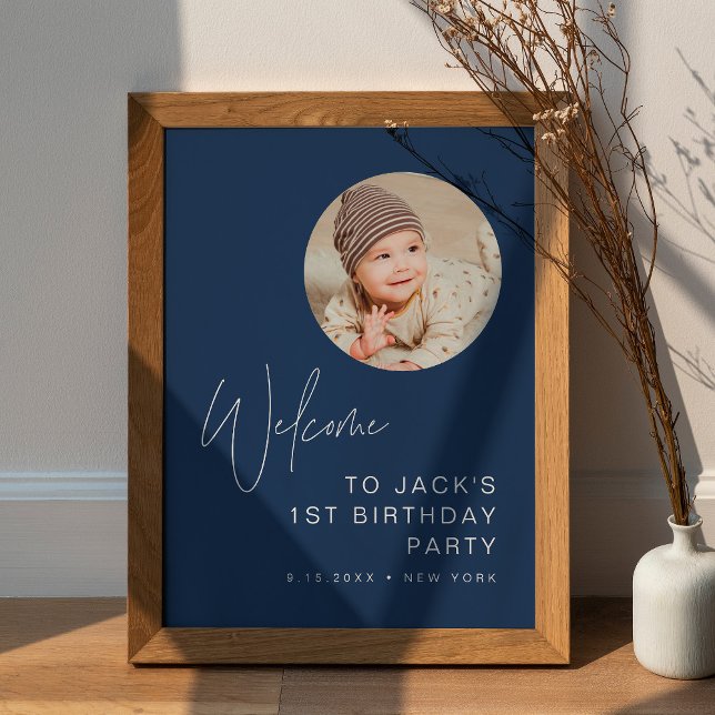 HARLOW Minimalist Birthday Photo Welcome Sign (Creator Uploaded)