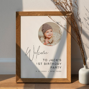 HARLOW Minimalist Birthday Photo Welcome Sign