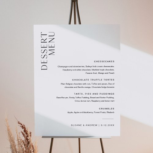 HARLOW Minimalist Modern Dessert Menu Foam Board