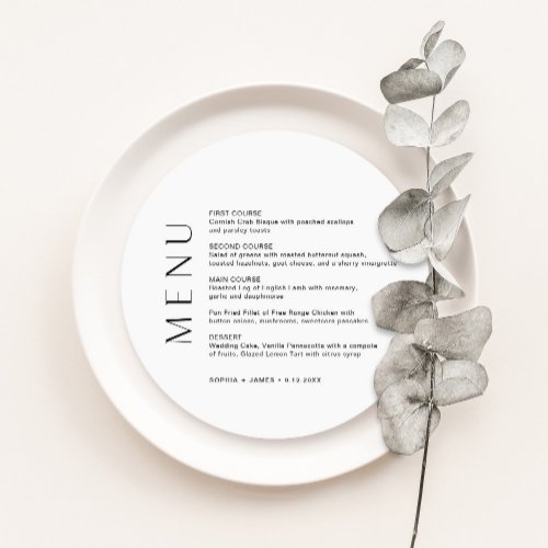 HARLOW Minimalist Round Wedding Dinner Menu Invitation