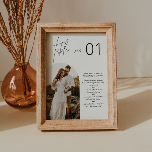 HARLOW Minimalist Table Number with Fun Facts 5x7