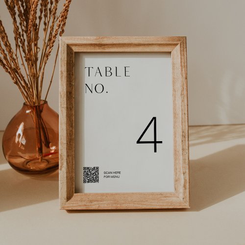 HARLOW Minimalist Table Number with Menu QR code