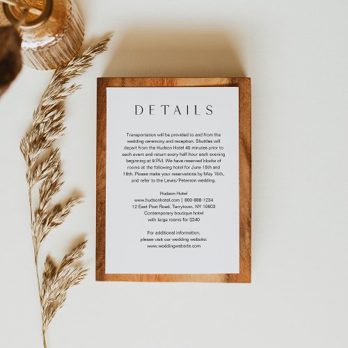 HARLOW Minimalist Wedding Details 5x35 Enclosure Card