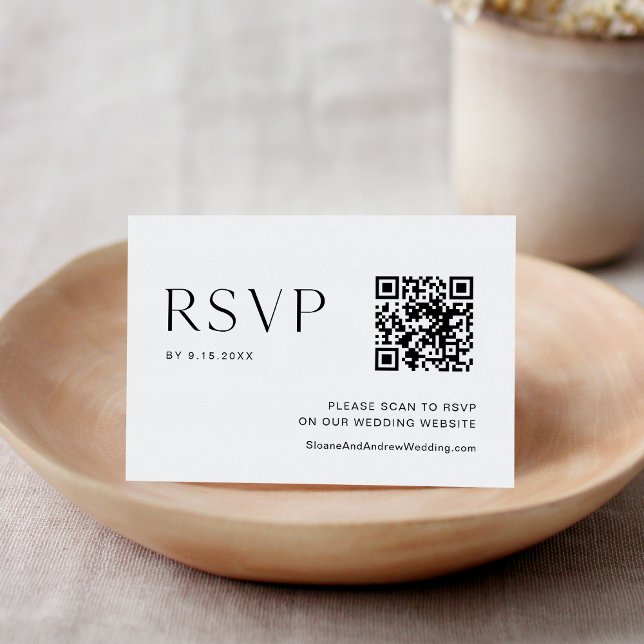 HARLOW Minimalist Wedding QR Code RSVP Card (Creator Uploaded)
