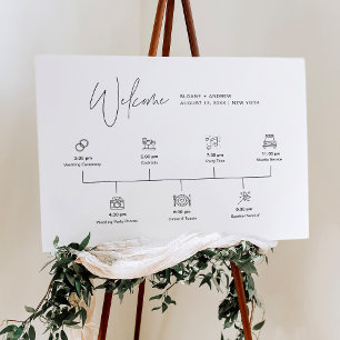 HARLOW Minimalist Wedding Timeline Welcome 18x24 Foam Board