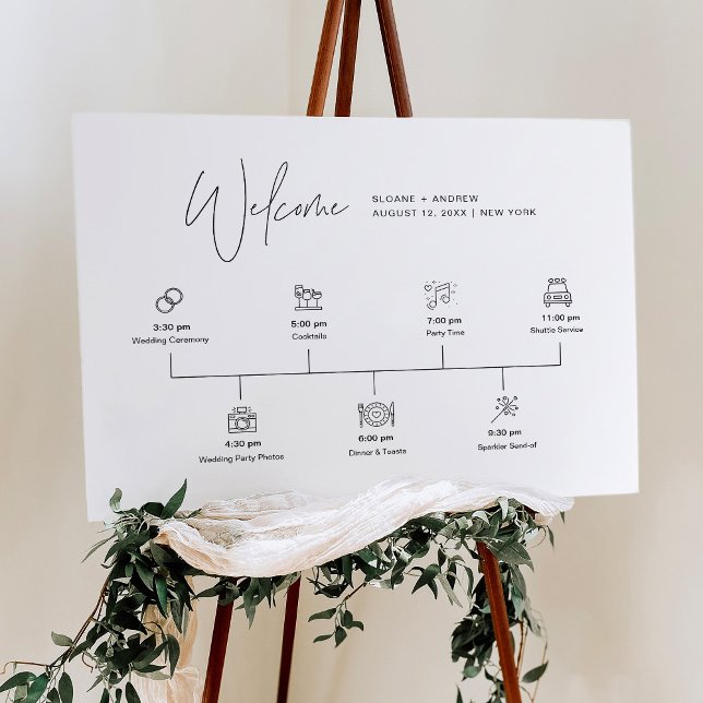 HARLOW Minimalist Wedding Timeline Welcome 18x24 Foam Board (Creator Uploaded)