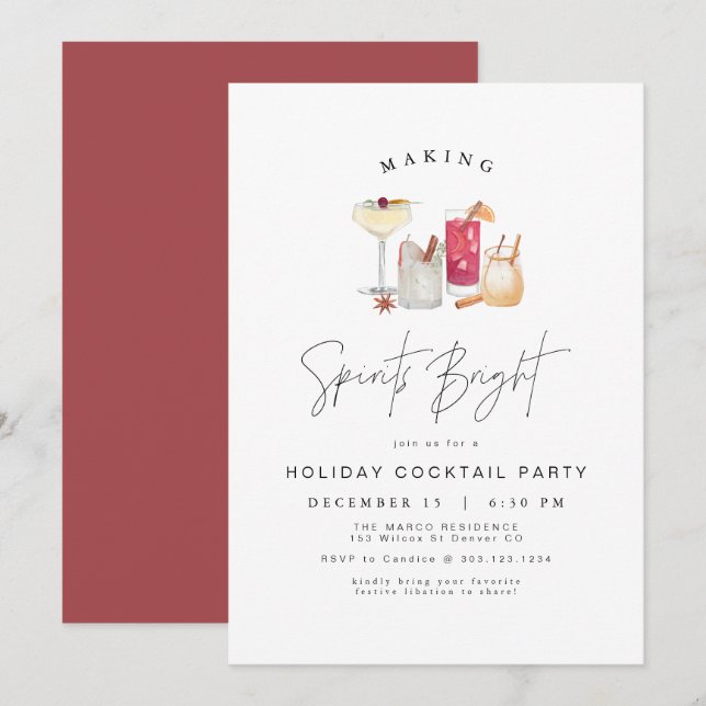 HARLOW Modern Holiday Cocktail Christmas Party Invitation (Front/Back)