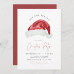 HARLOW Modern Minimalist Santa Hat Christmas Party Invitation<br><div class="desc">This 'tis the season Christmas party invitation features a simple watercolor Santa hat and an edgy handwritten script font. This invitation is perfect for for the modern event planner. Edit *most* wording to meet the needs of your event.</div>