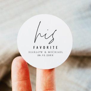 HARLOW Modern Minimalist Wedding His Favorite Classic Round Sticker