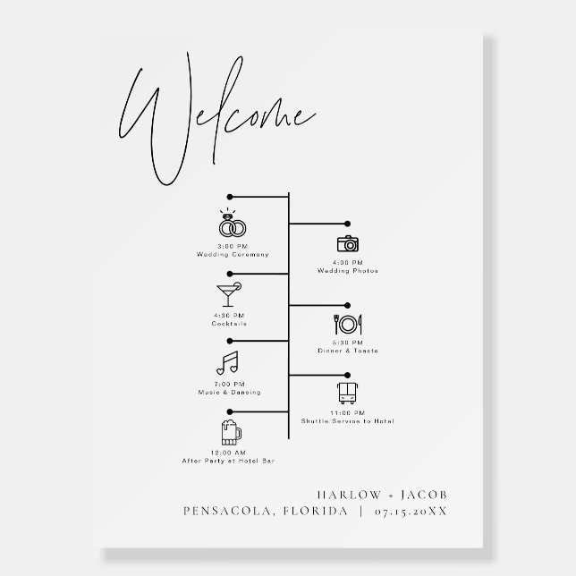 HARLOW Modern Minimalist Wedding Icon Timeline Foam Board (Front)
