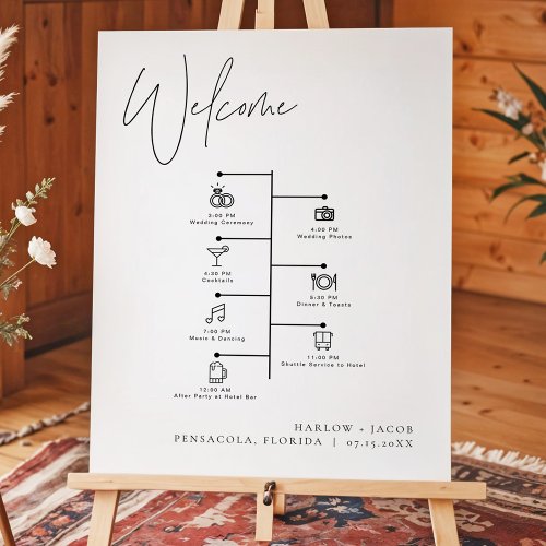 HARLOW Modern Minimalist Wedding Icon Timeline Foam Board