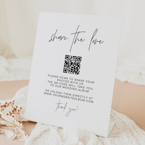 HARLOW Modern QR Code Share the Love Wedding Photo Pedestal Sign