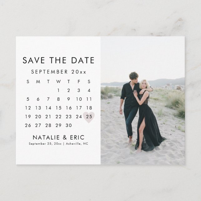 HARLOW modern simple clean save the date postcard (Front)