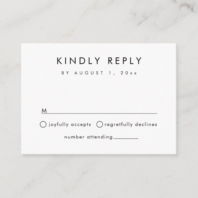 HARLOW modern simple RSVP card template (Front)